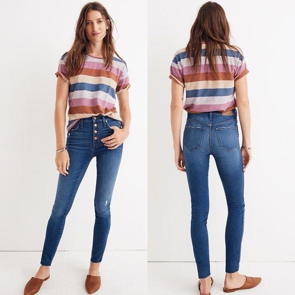Madewell Jeans high rise skinny buttonfly Button front edition Hanna 24 - Picture 1 of 7